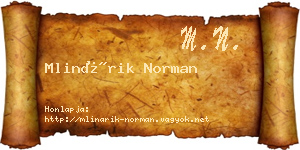 Mlinárik Norman névjegykártya